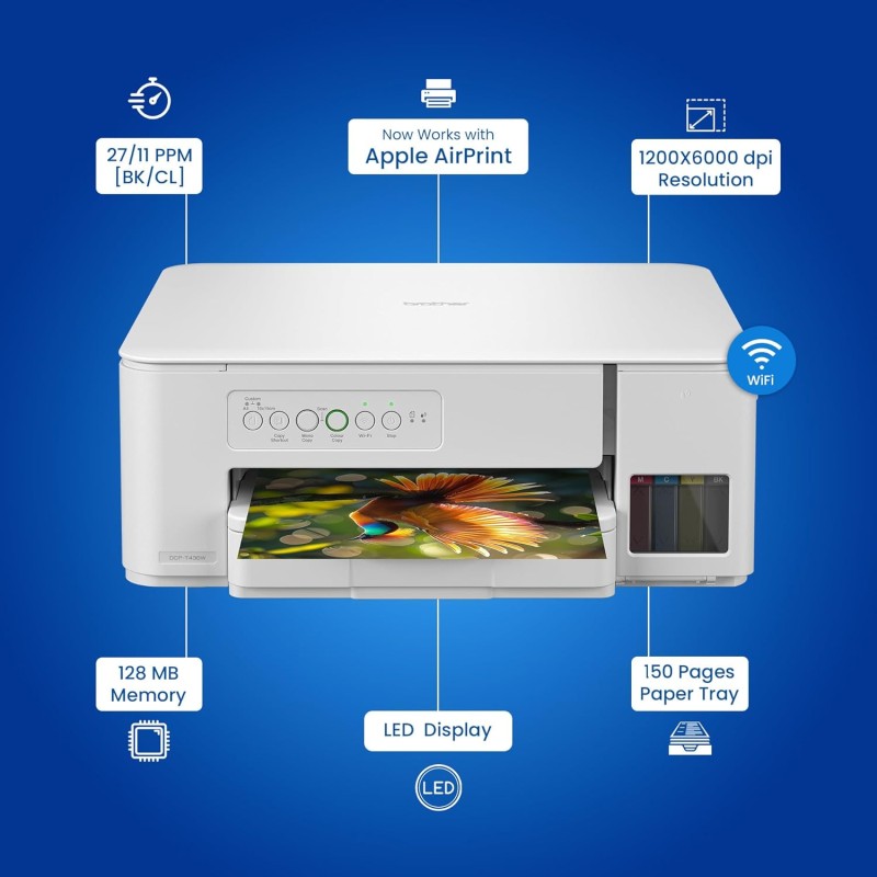 Brother DCP-T436W (New Launch) WiFi Multifunction Print Scan Copy Ink Tank Color Printer Best for Home