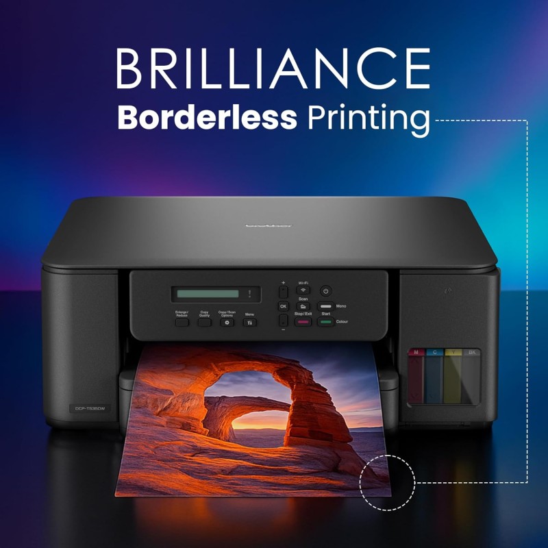 Brother Ink Tank DCP-T535DW New Launch (Print Scan Copy) WiFi Auto Duplex Printer, 128MB Memory, Print Pages Upto 15K in Black