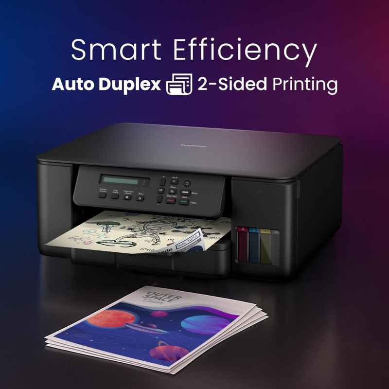 Brother Ink Tank DCP-T535DW New Launch (Print Scan Copy) WiFi Auto Duplex Printer, 128MB Memory, Print Pages Upto 15K in Black