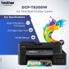 Brother Ink Tank DCP-T820DW WIFI Auto Duplex Color Multifunction Printer (Print Scan Copy), ADF, LCD, LAN, Print Up to 7.5K Pages Black