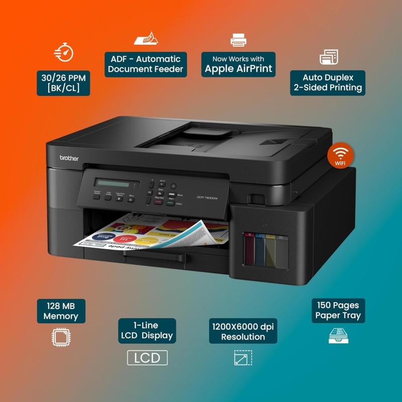 Brother Ink Tank DCP-T830DW (New Launch) WIFI Auto Duplex Color Printer