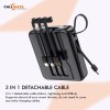 CALL MATE DX03 Power Bank 10000mAh Li-Polymer with 2.4 Fast Charging with 1 USB Port and 2 Input (Micro, Type C),Semi Digital Battery Indicator, in-Built 3 in 1 Detachable Cable (Black)