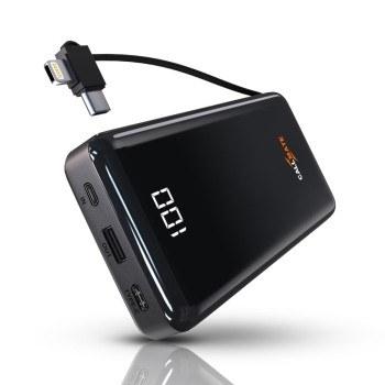 CALL MATE DX06S Power Bank 20000mAh Li-Polymer with 15W Fast Charging with 1 USB Port and Semi Digital Battery Indicator, in-Built 3 in 1 Cable. (Black)