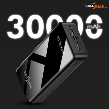CALLMATE 30000Mah High Capacity Power Bank,15W Fast Charging|Digital Display|2 USB Output Ports&2 Input|Led Torch|for iPhone,Smartphones(15 W,Fast Charging)(Black,Lithium Polymer)