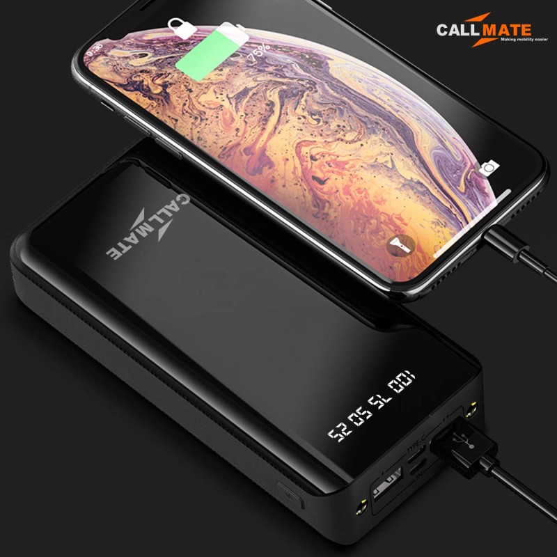 CALLMATE 30000Mah High Capacity Power Bank,15W Fast Charging|Digital Display|2 USB Output Ports&2 Input|Led Torch|for iPhone,Smartphones(15 W,Fast Charging)(Black,Lithium Polymer)