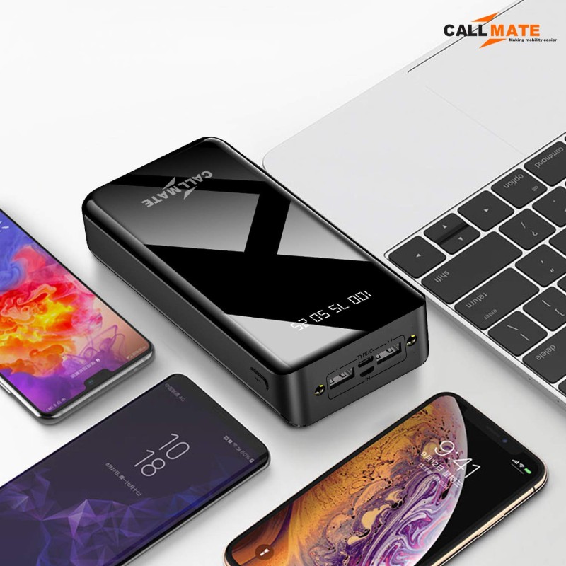 CALLMATE 30000Mah High Capacity Power Bank,15W Fast Charging|Digital Display|2 USB Output Ports&2 Input|Led Torch|for iPhone,Smartphones(15 W,Fast Charging)(Black,Lithium Polymer)