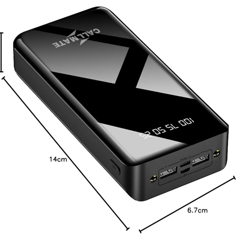 CALLMATE 30000Mah High Capacity Power Bank,15W Fast Charging|Digital Display|2 USB Output Ports&2 Input|Led Torch|for iPhone,Smartphones(15 W,Fast Charging)(Black,Lithium Polymer)