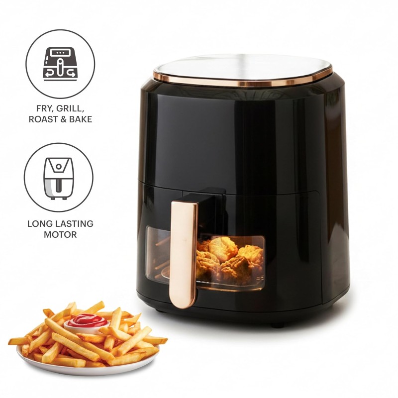 CELLO Smart Pro Air Fryer 4.5L For Kitchen, 1400W | 360° Hot Air Circulation, Touch Control Panel, Uses Up to 90% Less Fat, Healthy Oil-Free Cooking