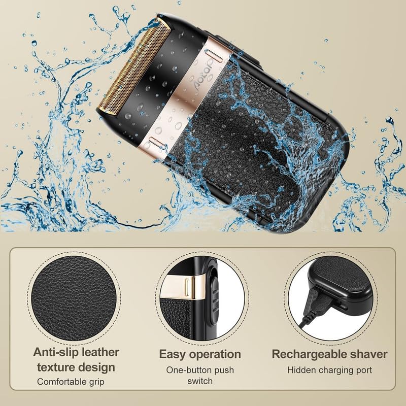 CETC Aokai WF-2022 Electric Ultrathin Shavers For Men,Electric Razor,Close Shave Head Shavers For Bald Men With 1 Extra Foil Blade,1 Travel Pouch IPX4 Waterproof Low Noise Runtime 60 Mins,Black