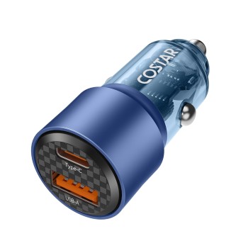COSTAR 95W Car Charger Fast Charging with Dual Ports, 2 in 1 USB & Type C Fast Charge QC 65W+ PD 30W, Compatible with Mobile (Blue)