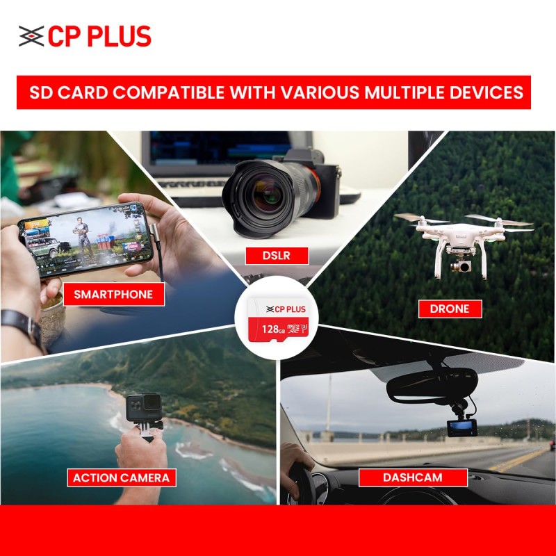 CP PLUS 128GB microSDXC Memory Card Grade UHS-3 Class 10, Up to 70 Mbps Reading & 30 Mbps Writing Speed with High Performance