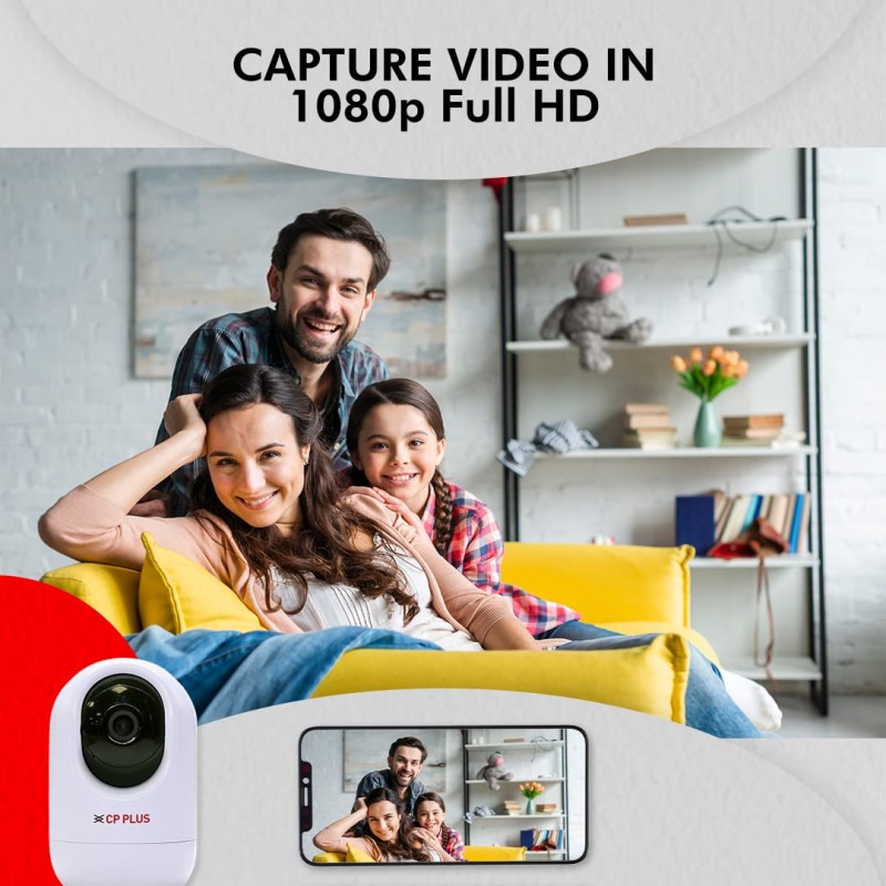 CP PLUS 2 MP Wi-Fi PT Camera. 15 Mtr. Full HD Video Camera with 360 Degree with Google and Alexa Assistance, White (CP-E24A)