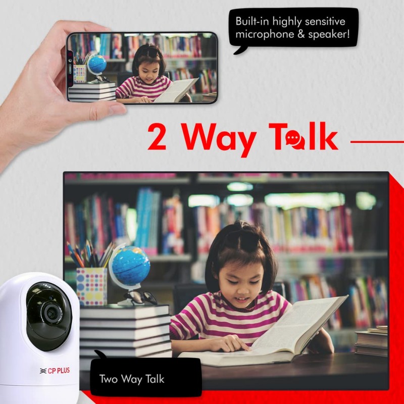 CP PLUS 2 MP Wi-Fi PT Camera. 15 Mtr. Full HD Video Camera with 360 Degree with Google and Alexa Assistance, White (CP-E24A)