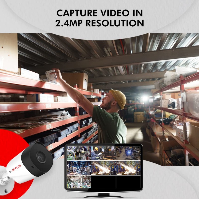 CP PLUS 2.4MP IR Bullet Outdoor Security Camera | 3.6mm Fixed Lens | Max 25/30fps at 2.4MP CP-URC-TC24PL3C-V3