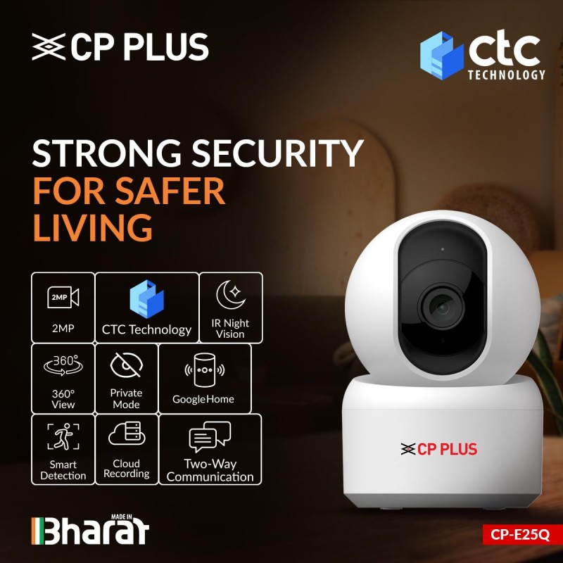 CP PLUS 2MP Full HD Wi-Fi CCTV Camera for Home with Motion Tracking | Smart Detection Suite