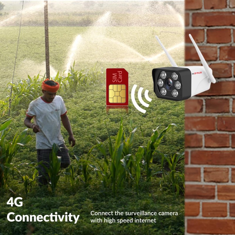 CP PLUS 3MP 4G Sim Card Supported Outdoor Smart Bullet Camera | Support RJ45 Port and 4G Sim – IP66 CP-V32G