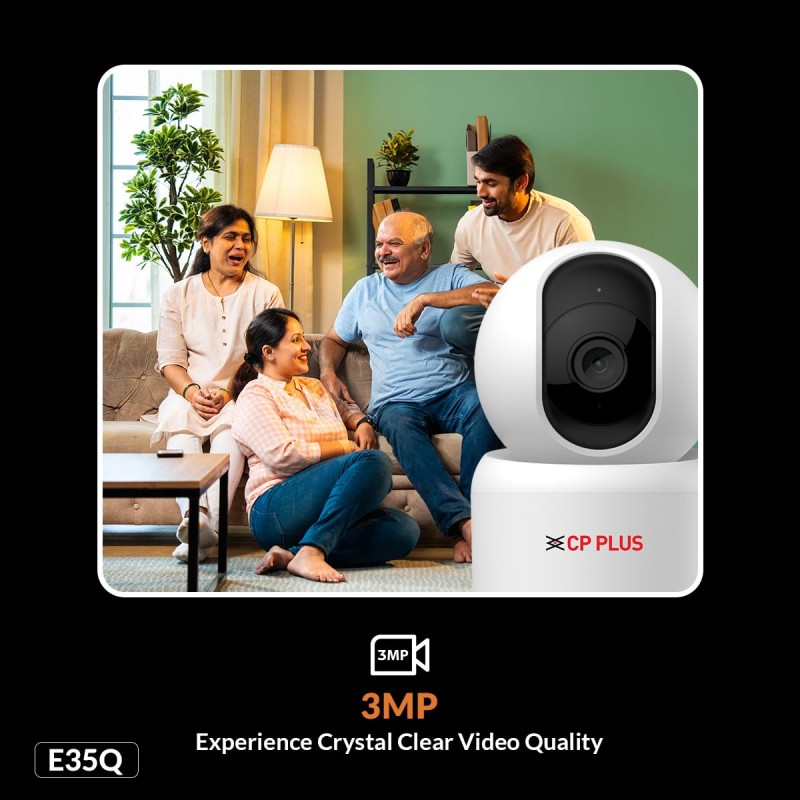 CP PLUS 3MP Smart Wi-Fi CCTV Camera | 360° Pan & Tilt | CTC Cyber Secure Tech Supports OK Google | CP-E35Q