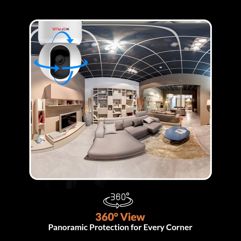 CP PLUS 3MP Smart Wi-Fi CCTV Security Camera | 360° Pan & Tilt | CTC Cyber Secure Supports OK Google | CP-E35Q (Pack of 2)