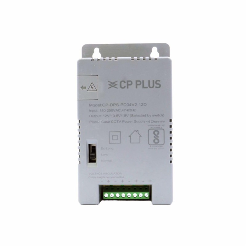 CP PLUS 4 Channel CCTV Power Supply SMPS |12V 3A High Efficiency Adapter with LED Indicators| EMI Filter CP-DPS-PD04V2-12D