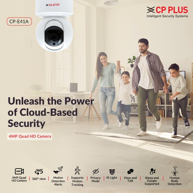 CP PLUS 4MP Wi-fi PT Home Security smart Camera | 360˚ with Pan & Tilt | Two Way Talk Alexa & OK Google - CP-E41A