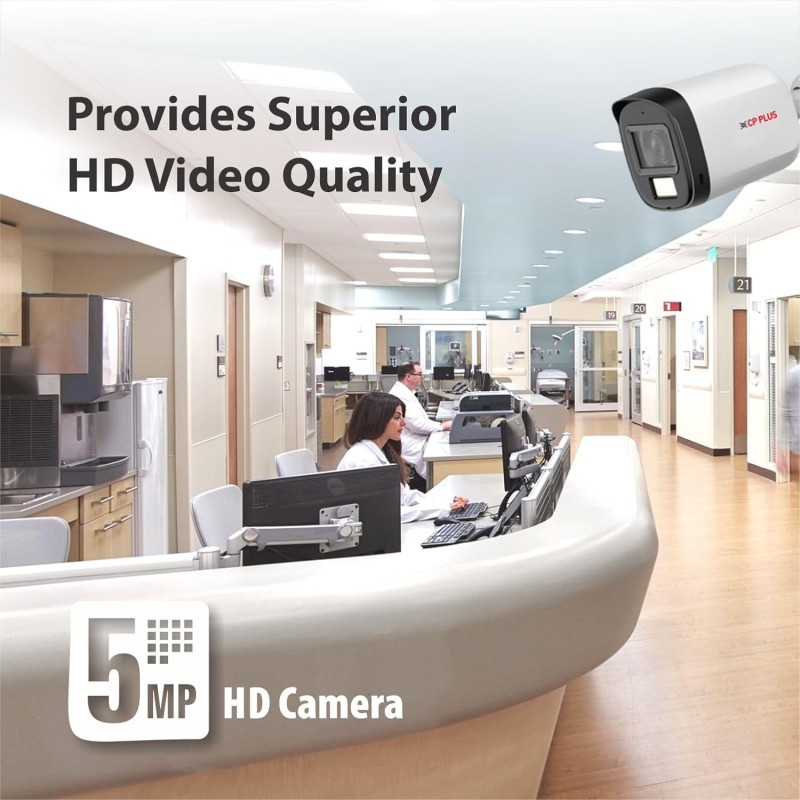 CP PLUS 5MP CCTV Camera | Outdoor Surveillance Camera | Smart IR & Warm Light | Built-in Mic | Dual Light Bullet Camera CP-URC-TC51PL3C-L-V2