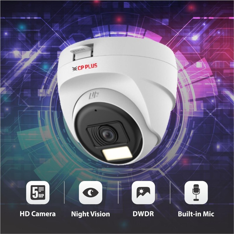 CP PLUS 5MP Dome CCTV Camera | Outdoor Analog Security Camera | Full-Color Night Vision with Smart | CP-URC-DC51PL3C-L-V2