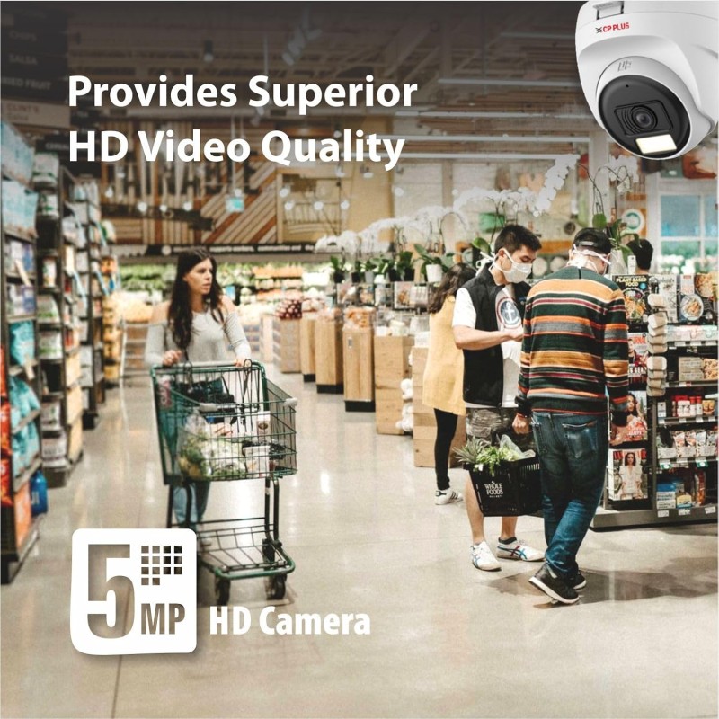 CP PLUS 5MP Dome CCTV Camera | Outdoor Analog Security Camera | Full-Color Night Vision with Smart | CP-URC-DC51PL3C-L-V2