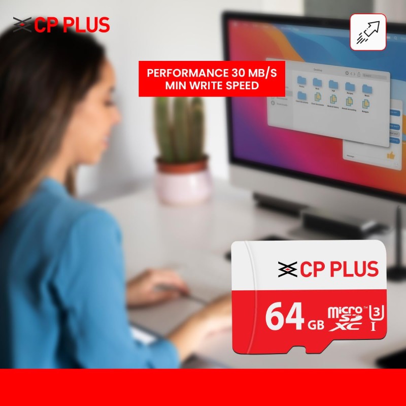 CP PLUS 64GB microSDXC Memory Card Grade UHS-3 Class 10, Up to 70 Mbps Reading & 30 Mbps Writing Speed.
