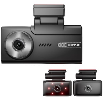 CP PLUS CP-F83C 4K Front, Rear & Cabin Dashcam with GPS | 8MP 2K Reoslution| in-Built GPS & G-Sensor | 4" Inch Touch Screen Display | Supports Night Vision | Supports SD Card Upto 1TB Max