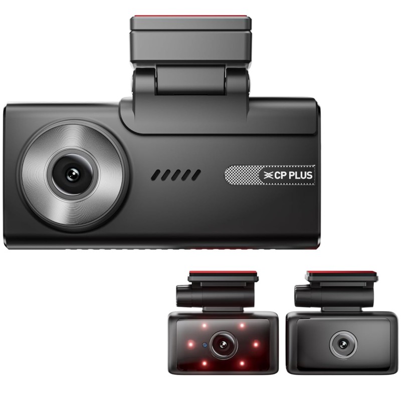 CP PLUS CP-F83C 4K Front, Rear & Cabin Dashcam with GPS | 8MP 2K Reoslution| in-Built GPS & G-Sensor | 4" Inch Touch Screen Display | Supports Night Vision | Supports SD Card Upto 1TB Max