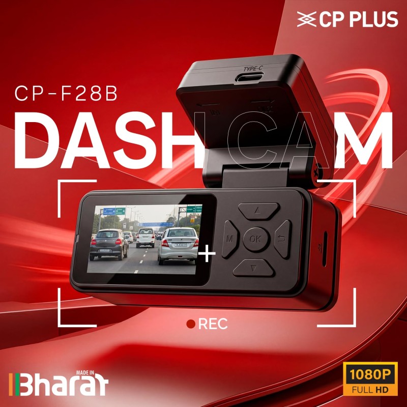 CP PLUS Dash Cam for Car CP-F28B | Dual Channel Dashcam | Full HD 2MP Front & Rear | Built-in GPS