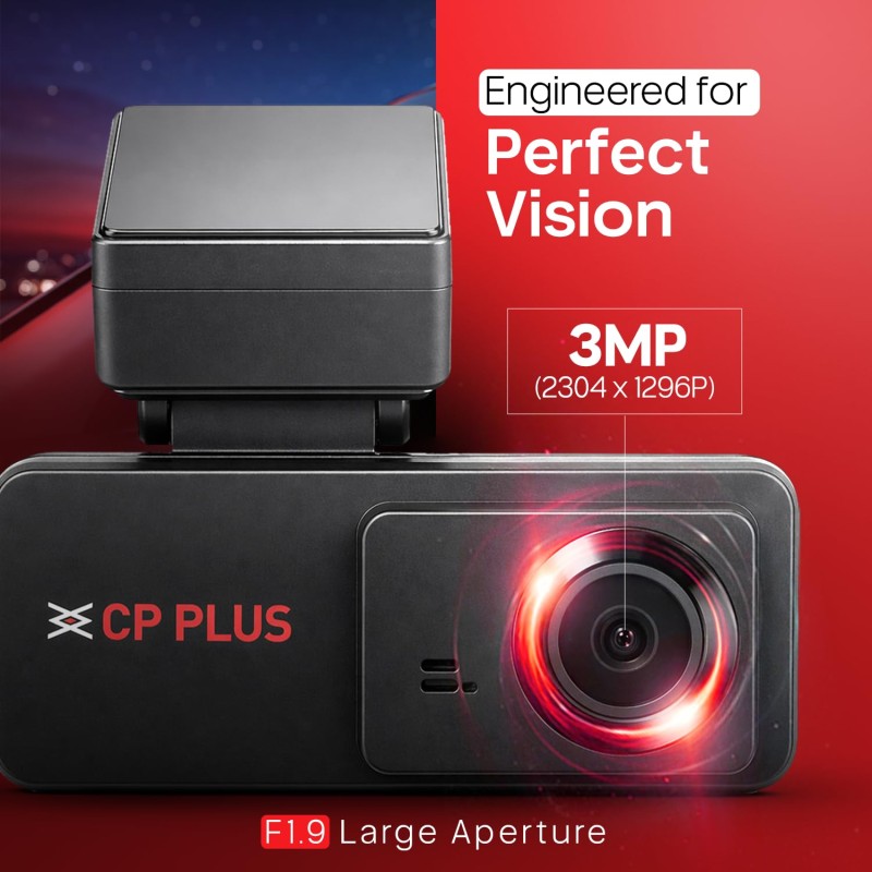 CP PLUS Dash Cam for Car CP-F34 | 2K 3MP Full HD+ Front Dashcam with Built-in GPS | 137° Wide View Angle