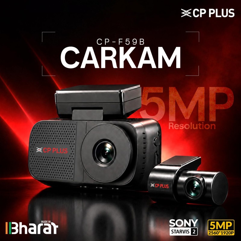 CP PLUS Dash Cam for Car CP-F59B | Dual Dashcam | 3K 5MP UHD Front and 2MP FHD Rear Camera | Sony STARVIS 2 IMX675 Sensor