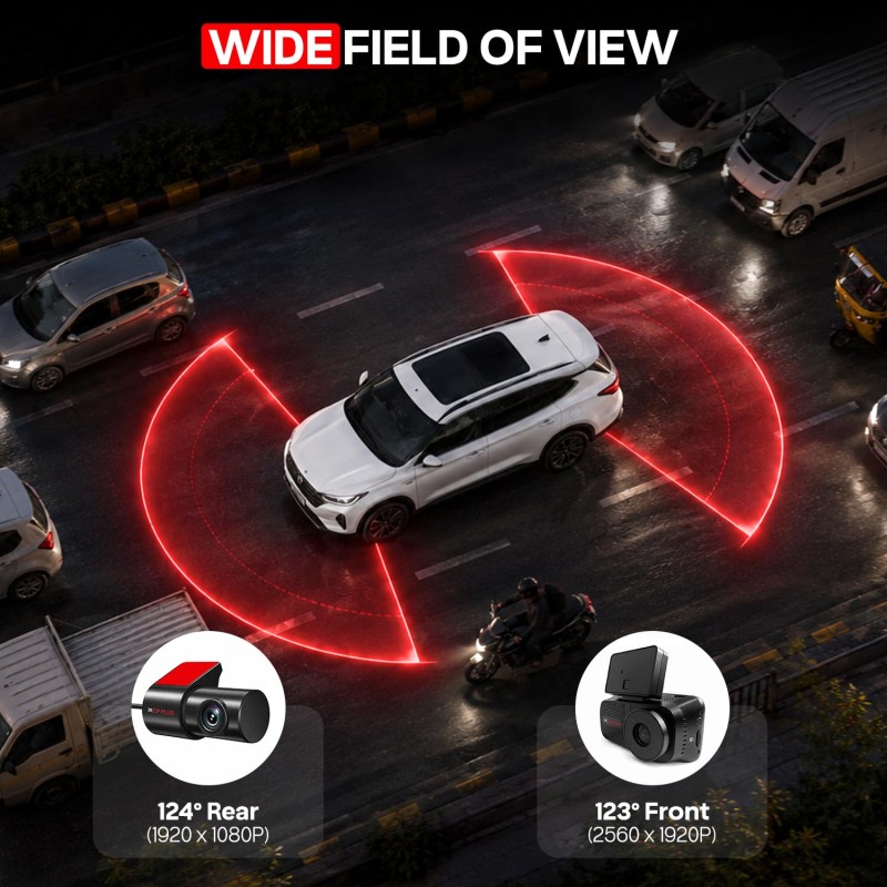 CP PLUS Dash Cam for Car CP-F59B | Dual Dashcam | 3K 5MP UHD Front and 2MP FHD Rear Camera | Sony STARVIS 2 IMX675 Sensor