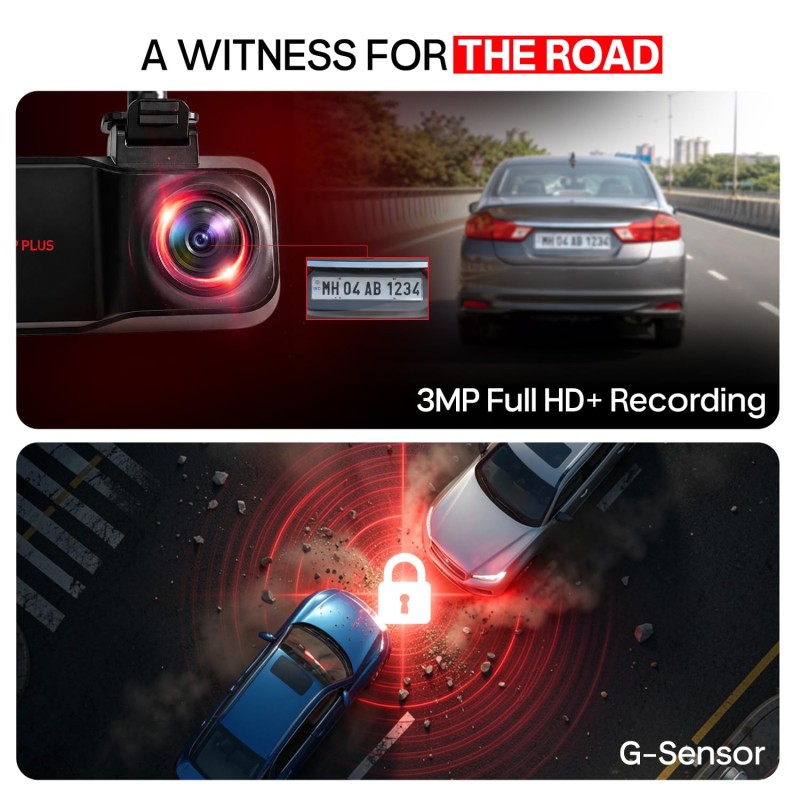CP PLUS Dash Cam for Car CP-W310 | 2K 3MP Full HD+ Single Channel Dashcam | 1296P Recording | Built-in Microphone