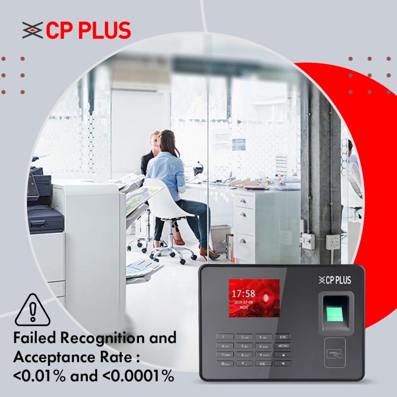 CP PLUS Fingerprint Time and Attendance Machine | Biometric System with ID Card & Password Access CP-VTA-F1043