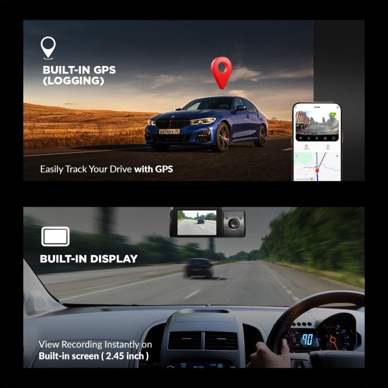CP PLUS True 4K Dashcam for Car with Built-in GPS | 8MP Front, Cabin & Rear (3 CH) Dash Cam CP-F86C