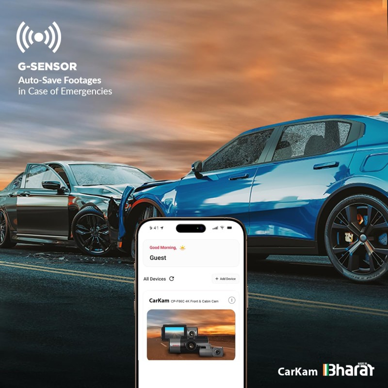 CP PLUS True 4K Dashcam for Car with Built-in GPS | 8MP Front, Cabin & Rear (3 CH) Dash Cam CP-F86C