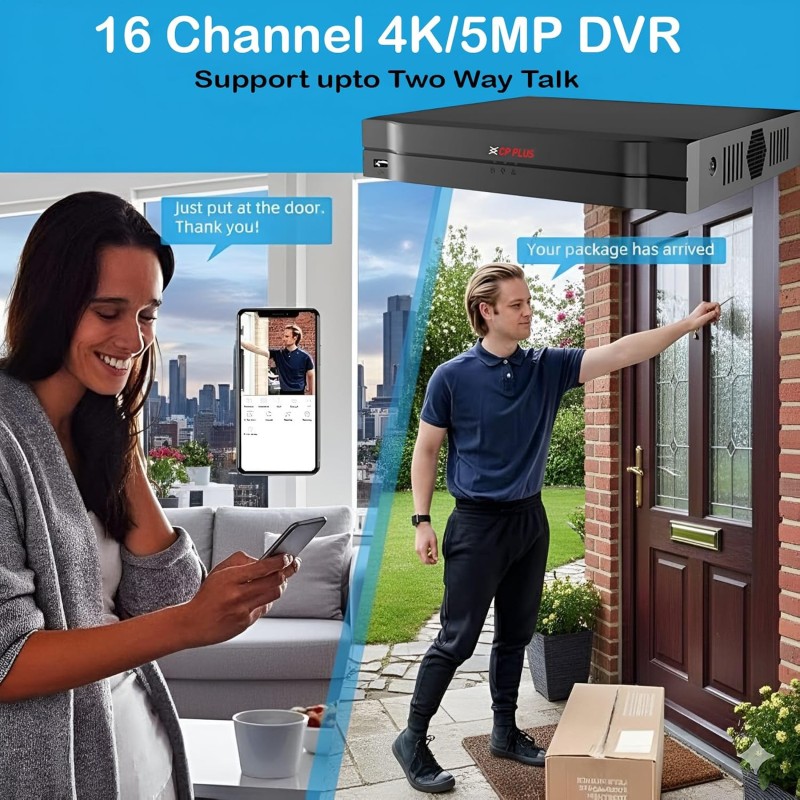 CP Plus 16 Channel DVR | 4K Ultra HD Recording | H.265+ Compression | AI Functions | SMD Plus | HDMI/VGA Output [CP-UVR-1601L1N-4KI-V2]