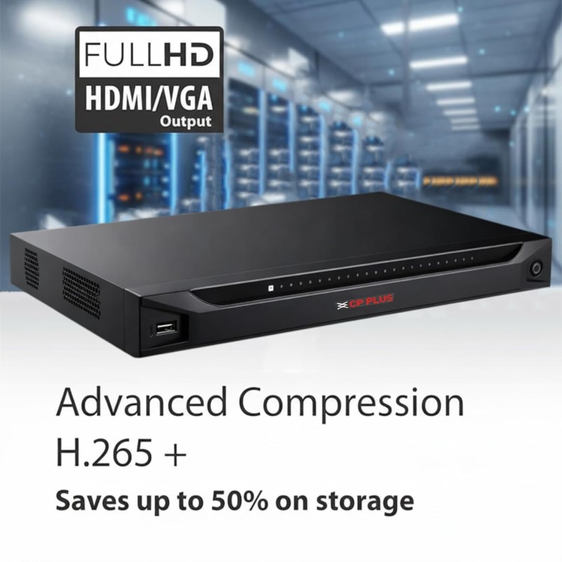 CP Plus 16Ch 4K 2HDDs Network Video Recorder, Instastream, H.265, H.264, MJPEG,Upto12MP Resolution [CP-UNR-4K4162-V4]