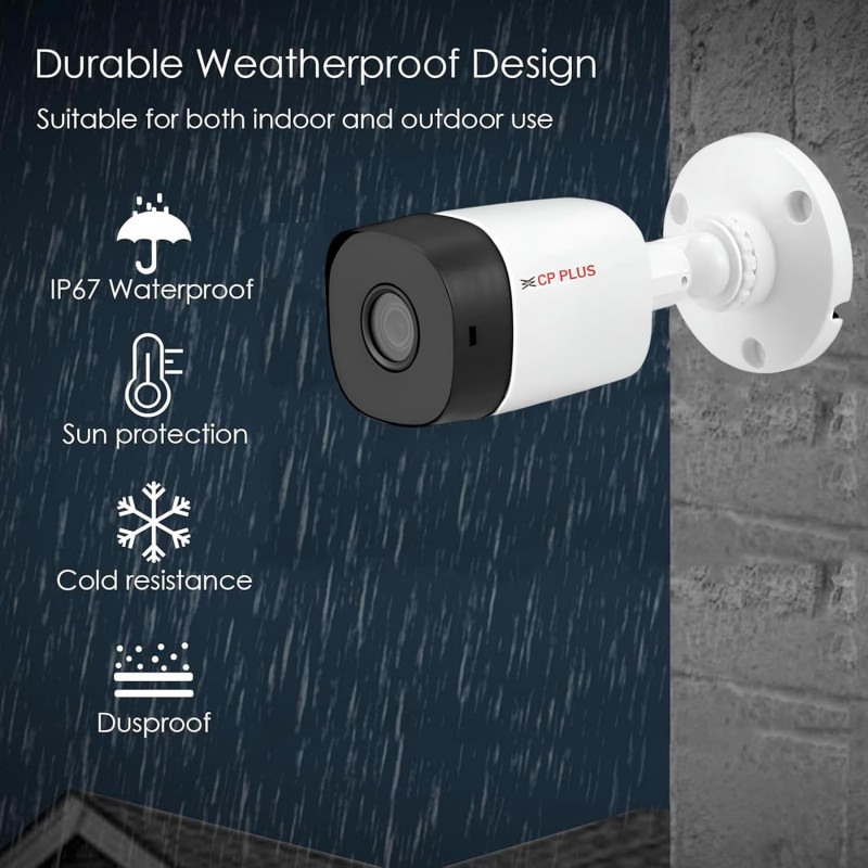 CP Plus 2.4MP IR Bullet Camera with Support Built in Mic | 1080P Full HD Recording | Max 30fps [CP-URC-TC24PL2C-V3]