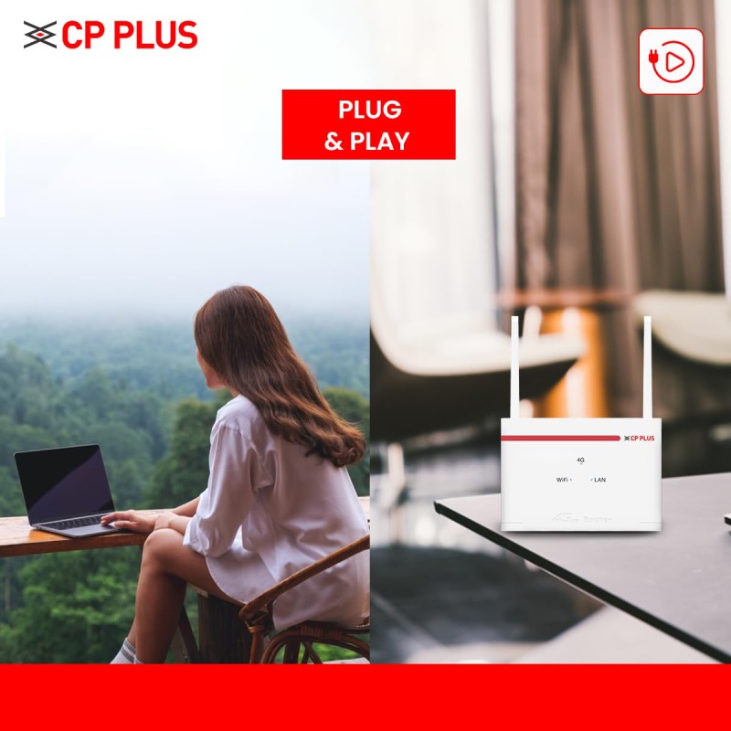 CP Plus 4G SIM Card Wi-Fi Router with High Speed 4G Internet & Wider Wi-Fi Coverage |Support External Antenna | Support Reset, WPS Button - CP-XR-DE21-S
