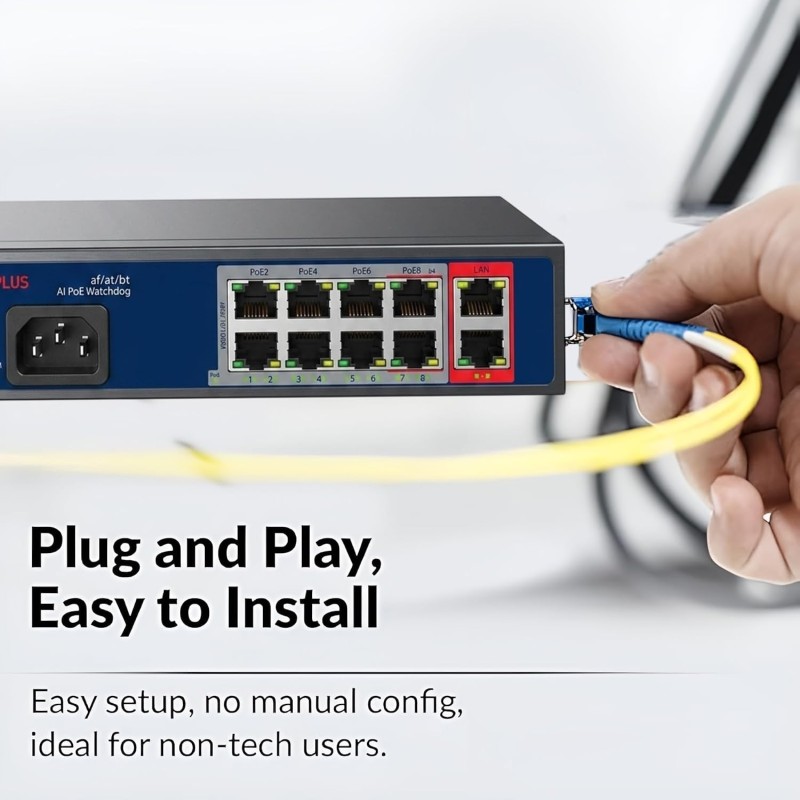 CP Plus 8 Port POE Switch with 2 GIGA UP-Link Ports (CP-ANW-HPU8G2-N12)
