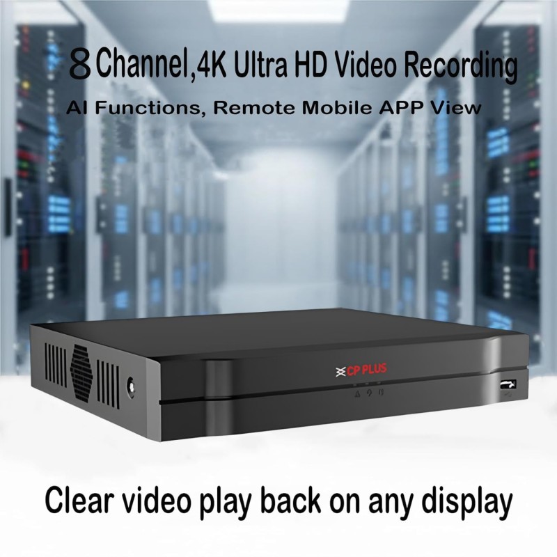 CP Plus 8Ch. 4K Network Video Recorder, Up to 8 Channel IP Camera Input, Instastream, H.265+ Compression [CP-UNR-4K2081-V4]