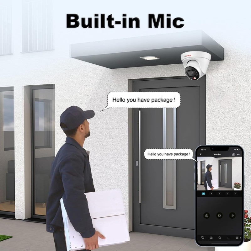 CP Plus 8MP Dual Light Dome Camera, IR Range of 30 Mtr., Warm Light Range of 30 Mtr, PoE, IP67 [CP-UNC-DA81L3C-LQ]
