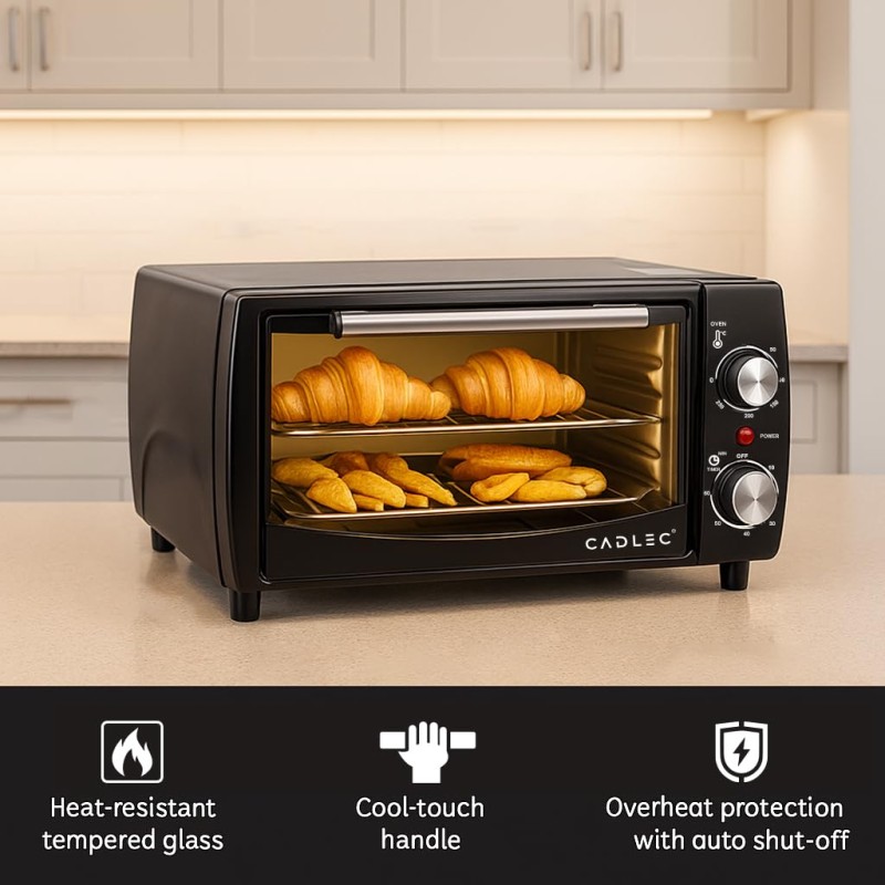 Cadlec Cruise Pro 12L Multi-Function OTG for Kitchen, 1000W Oven Toaster Griller, Bake Grill Toast, Adjustable Temperature & Timer, Black