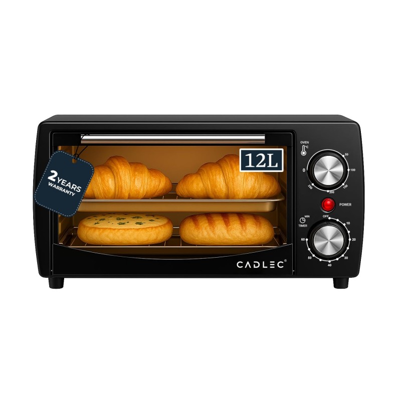 Cadlec Cruise Pro 12L Multi-Function OTG for Kitchen, 1000W Oven Toaster Griller, Bake Grill Toast, Adjustable Temperature & Timer, Black