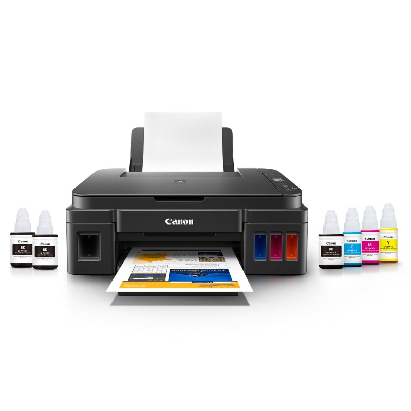 Canon PIXMA MegaTank G2012 All in One (Print, Scan, Copy) Inktank Colour Printer with 2 Additional Black Ink Bottles
