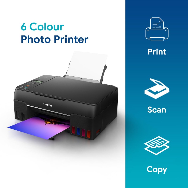 Canon PIXMA MegaTank G670 6 Colour, Print,Scan,Copy, High Volume Printing Photo Printer