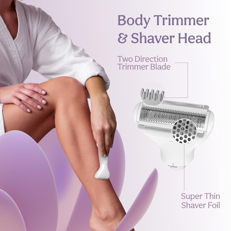 Caresmith Bloom 4 in 1 Face & Body Hair Trimmer for Women|3 Heads - Bikini Shaver, Face & Eyebrow Trimmer, Full Body Trimmer, Nose and Ear Hair Removal Machine |Women, Purple